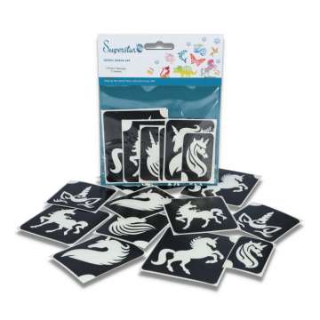 Glittertattoo stencil set Unicorn