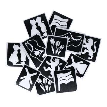 Glittertattoo stencil set Holland