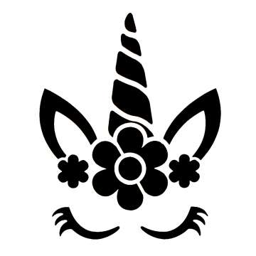 Glittertattoo stencil Flower Unicorn