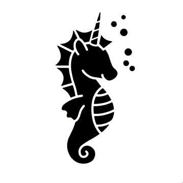 Glittertattoo stencil Unicorn Seahorse