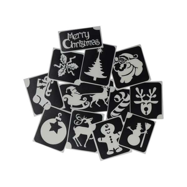 Glittertattoo stencil set Kerstmis