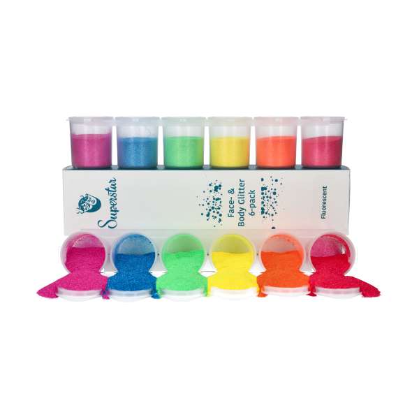 Neon (Fluorescent ) Fine Glitters Mix 6-pack