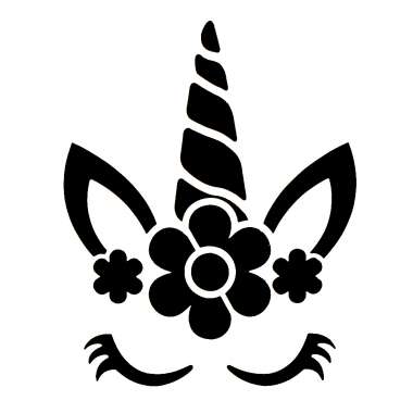Glittertattoo stencil Flower Unicorn